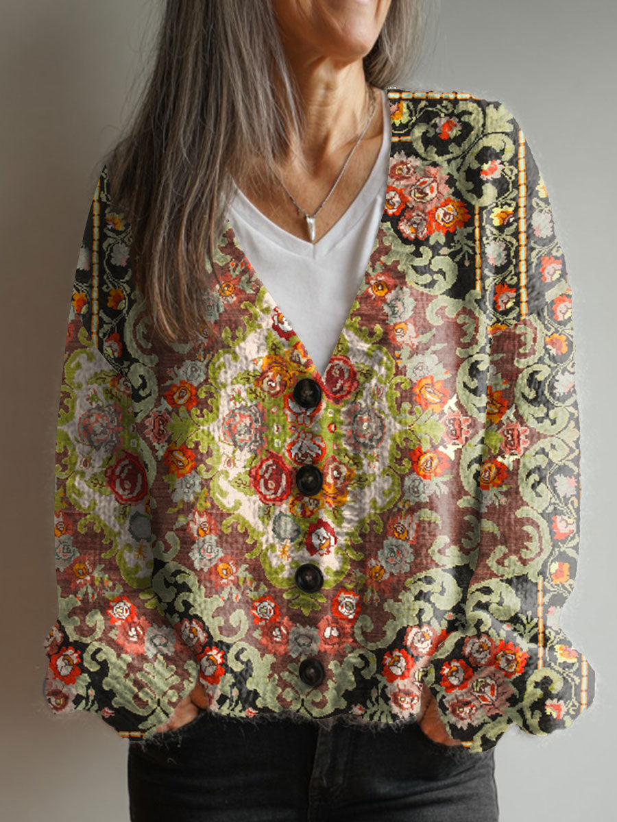 vintage-flower-art-print-buttoned-v-neck-cardigan-sweater-0w1a