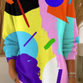 Women's Beautiful Multicolor Block Graffiti Painting Art Print Casual Pullover Sweater