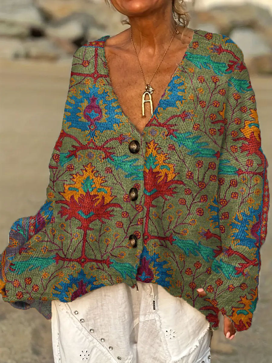 womens-vintage-flower-art-print-casual-pullover-sweater-fr11