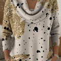 Women's Vintage Dots Print Cowl Neck Sweater