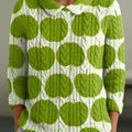womens-cute-green-apple-painting-art-print-casual-peter-pan-collar-3-4-sleeve-sweater