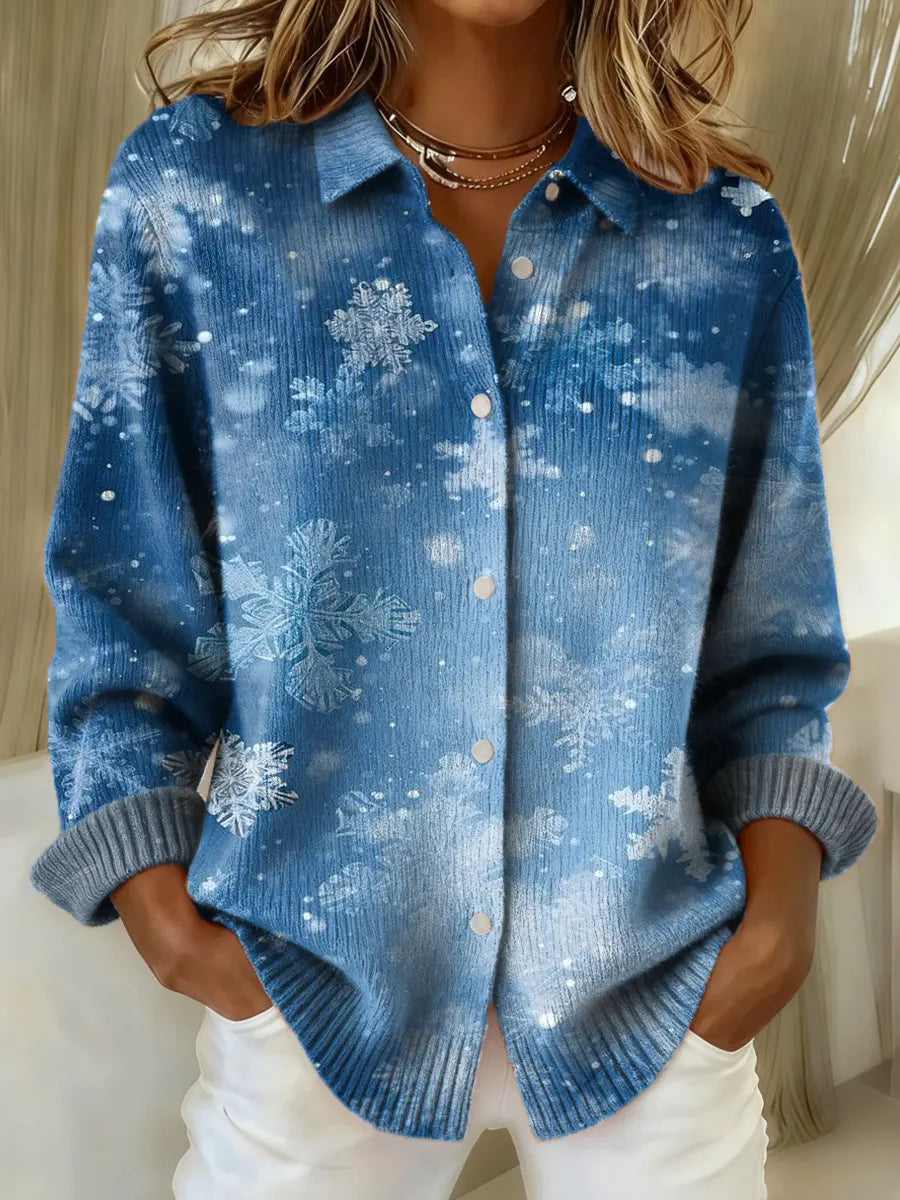 Women's Snowflake Pattern Art Print Casual Sweater