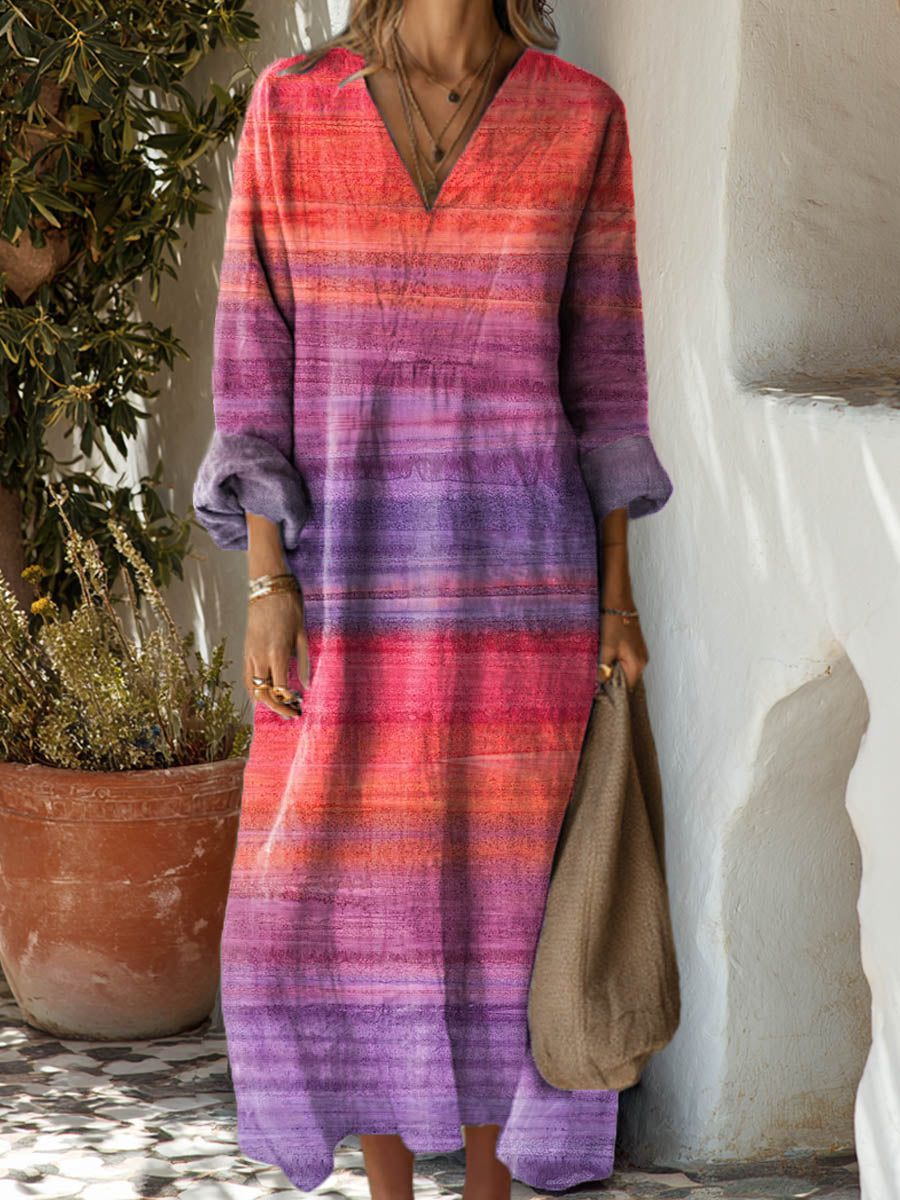 Women's Gradient Pattern Art Print Cotton Dress