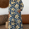 Robe en coton à imprimé floral vintage pour femme