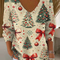 Women's Christmas Tree Pattern Art Print Casual Pullover Sweater