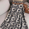 Jupe décontractée en coton imprimé floral vintage pour femme 