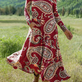 Women's Vintage Beautiful Paisley Art Print Long-sleeved Dress
