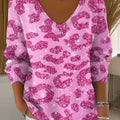 womens-pink-pattern-art-print-casual-pullover-sweater-v55c