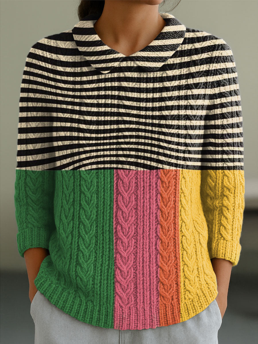 womens-vintage-abstract-geometry-art-print-casual-peter-pan-collar-3-4-sleeve-sweater-nn27