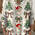 Women's Christmas Tree Santa Art Print Buttoned Cardigan Sweater