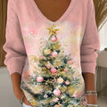 Women's Lovely Christmas Tree Pattern Art Print Casual Pullover Sweater