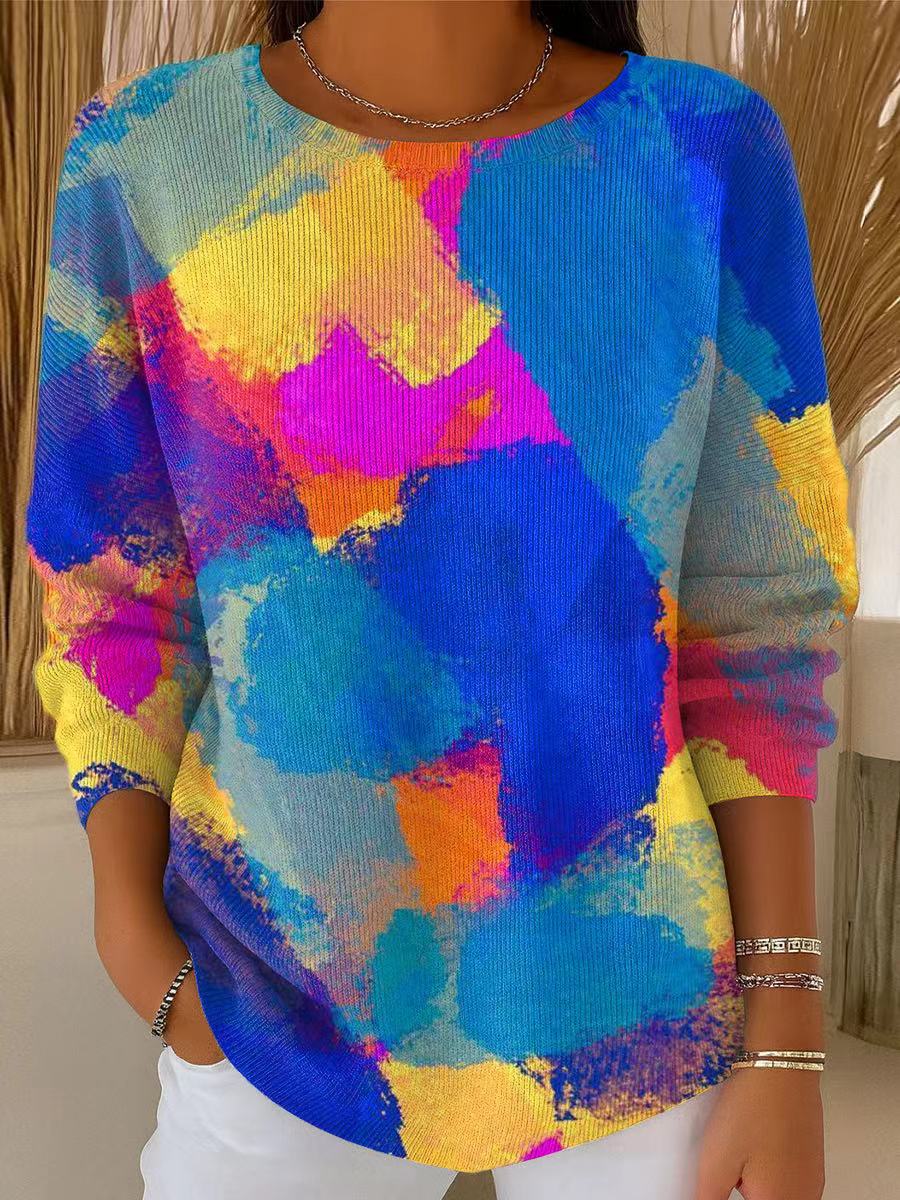 Women's Beautiful Colorful Graffiti Painting Art Print Casual Pullover Sweater