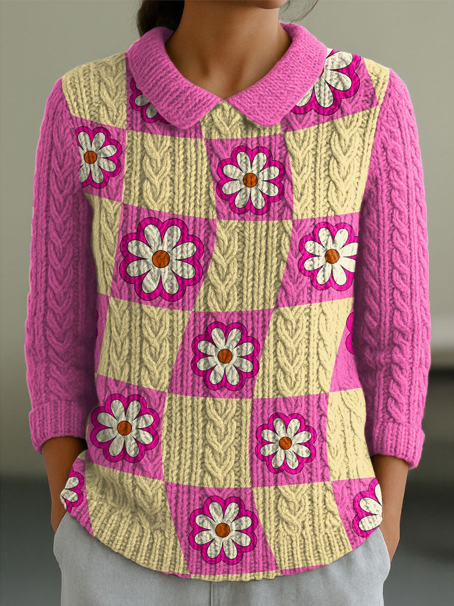 womens-geometric-flowers-color-contrast-splicing-abstract-casual-print-peter-pan-collar-3-4-sleeve-sweater