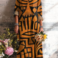 Women's Vintage Ethnic Geometric Totem Painting Art Print Dress