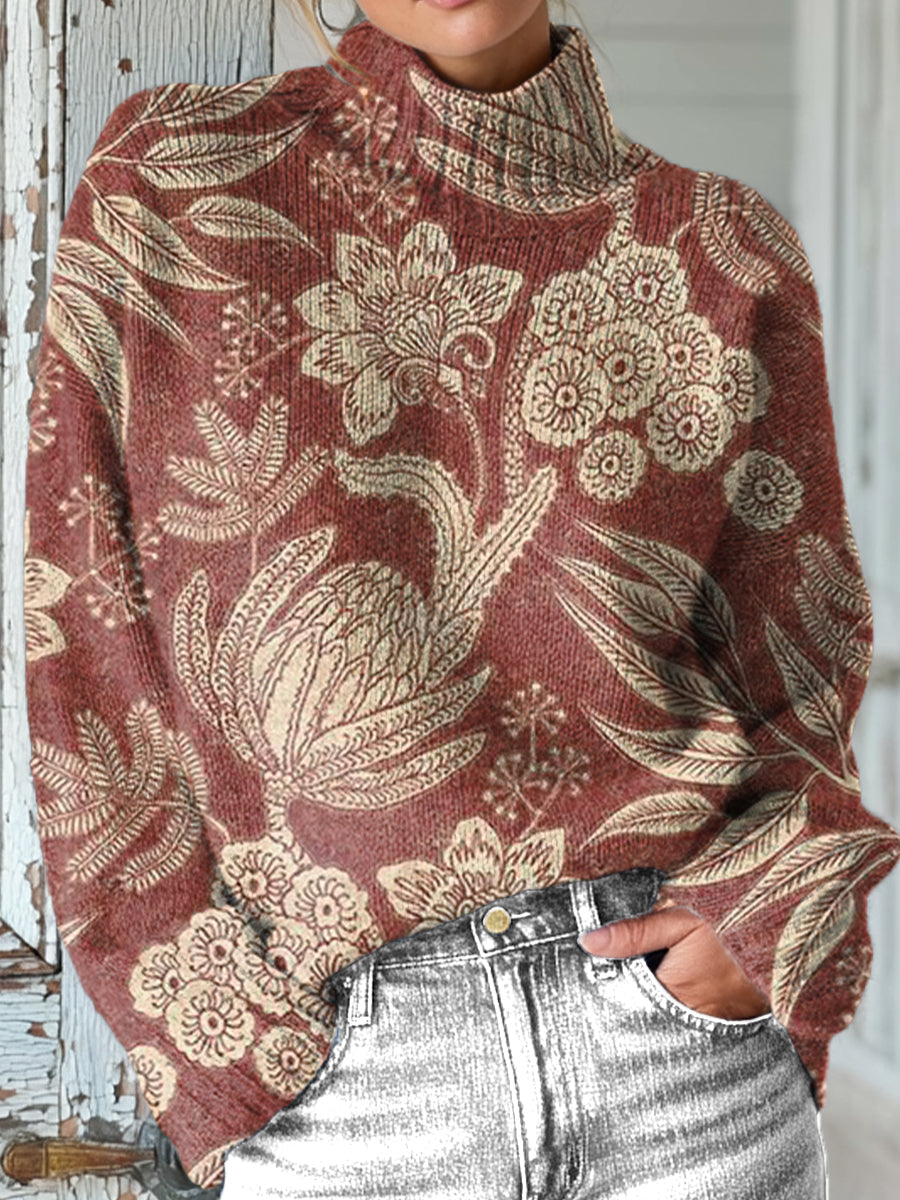 vintage-ethnic-floral-art-print-knit-turtleneck-pullover-sweater-mz2c