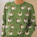 womens-lovely-chicken-art-print-knit-pullover-sweater