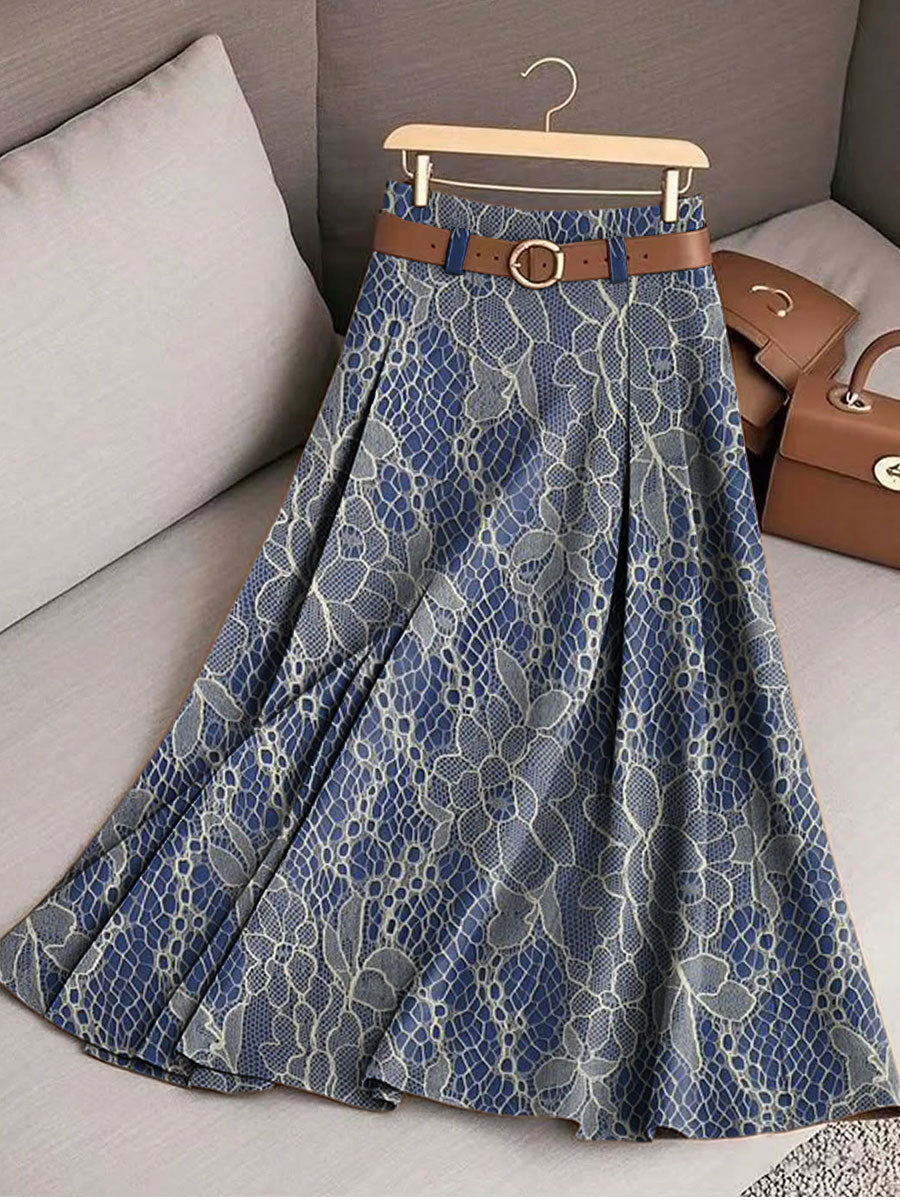 Women's Retro Flowers Pattern Casual Print Cotton Skirt