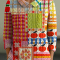 womens-vintage-patchwork-pattern-art-print-casual-peter-pan-collar-3-4-sleeve-sweater