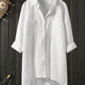 Temperament solid color cotton and linen shirt loose shirt top