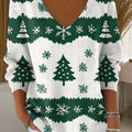 Women's Vintage Winter Christmas Tree Painting Art Print Casual Pullover Sweater
