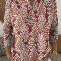 Women's Christmas Trees Pattern Art Print Buttoned Cardigan Sweater