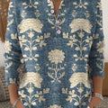 Women's Floral Pattern Art Print Buttoned Cardigan Sweater