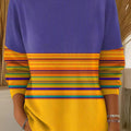 Women's Beautiful Multicolor Striped Painterly Art Print Casual Pullover Sweater