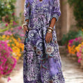 Women's Vintage Abstract Floral Painting Art Print Dress