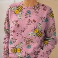 womens-lovely-bees-floral-art-print-knit-pullover-sweater