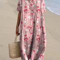 Valentine's Day Lovely Heart Pattern Printed Women's Flowy Dress