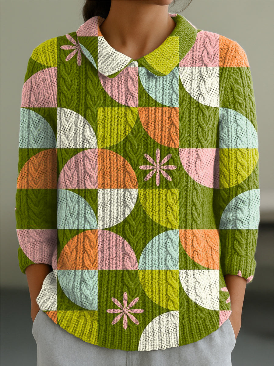 womens-colorful-abstract-geometric-color-block-art-print-casual-peter-pan-collar-3-4-sleeve-sweater-2431