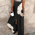 Women's Sleeveless Printed Retro Casual Overalls Jumpsuit
