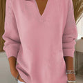 Women's Lapel Long Sleeve Solid Color Casual Sweater
