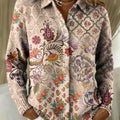 Women's Ethnic Style Art Printed Collared Sweater