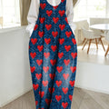 Women's Valentine's Day Heart Art Print Casual Loose Denim Vest Dress