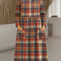 Women's Vintage Plaid  Art Print Cotton Lapel Button-Down Shirt Dress