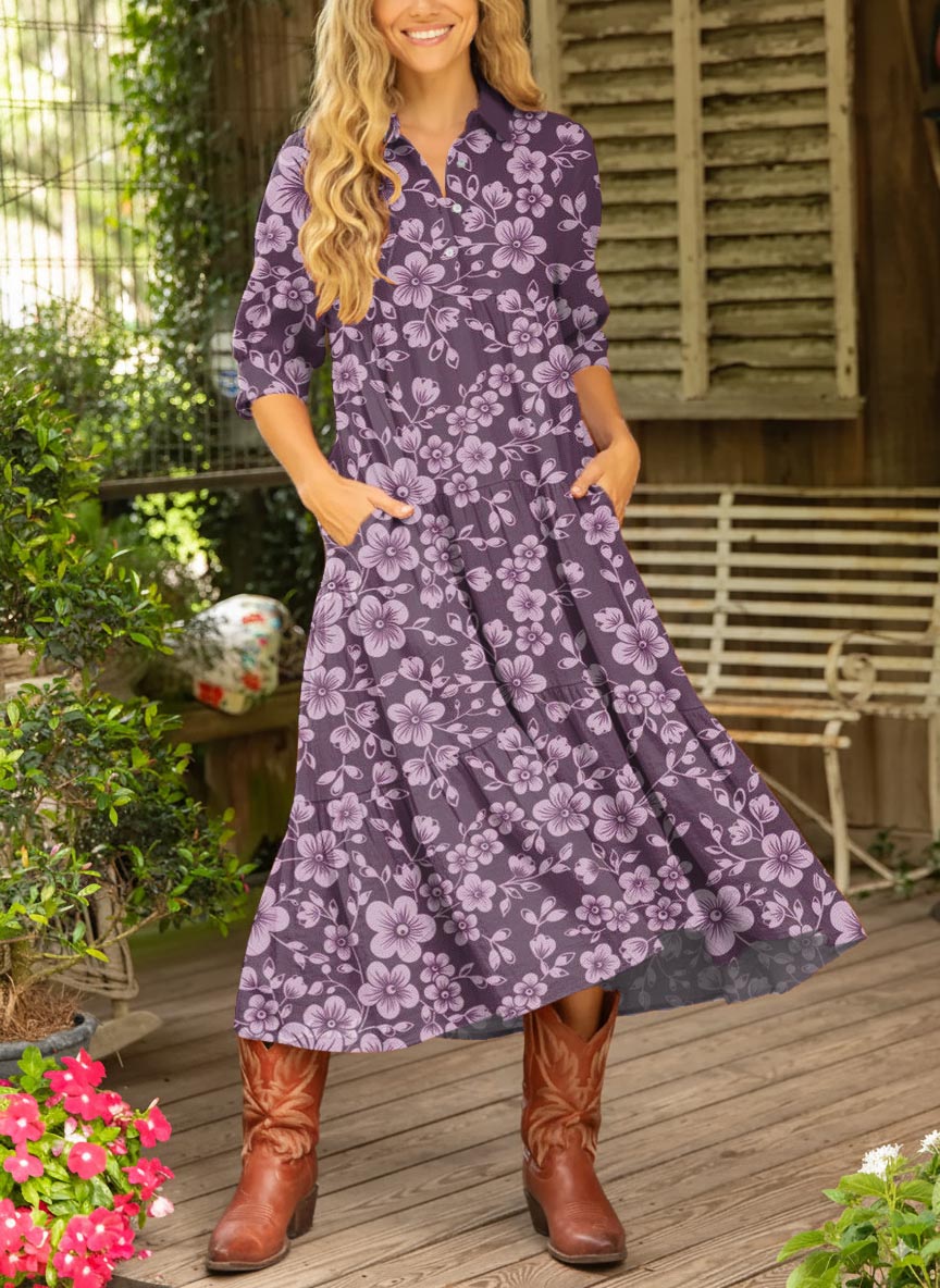 Women's Floral Pattern Art Print Cotton Dress