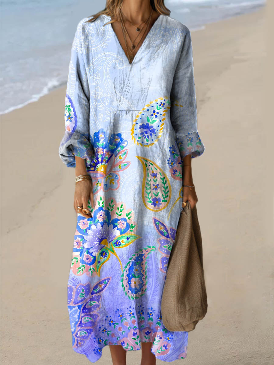 Women's Floral Pattern Art Print Cotton Dress