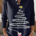 Vintage Christmas Tree Art Print Buttoned Cardigan Sweater