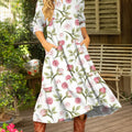 Women's Vintage Flower Art Print Casual Dress