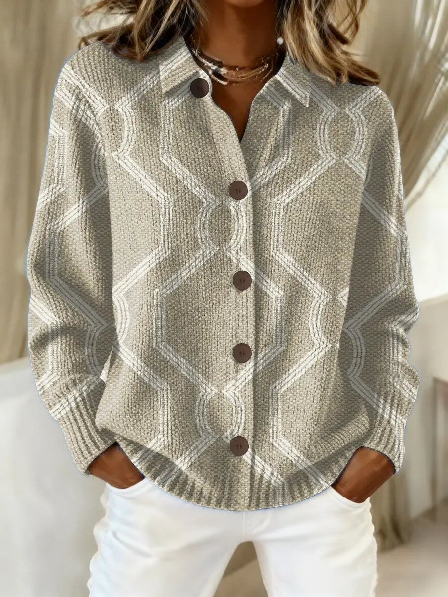 Women's Vintage Abstract Geometry Art Print Casual Sweater