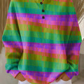 Women's Beautiful Multicolor Striped Art Print Casual Cotton Sweatshirt