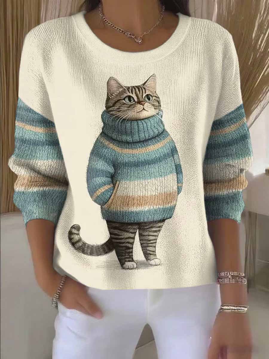 funny-cat-art-print-knit-pullover-sweater-gx3d