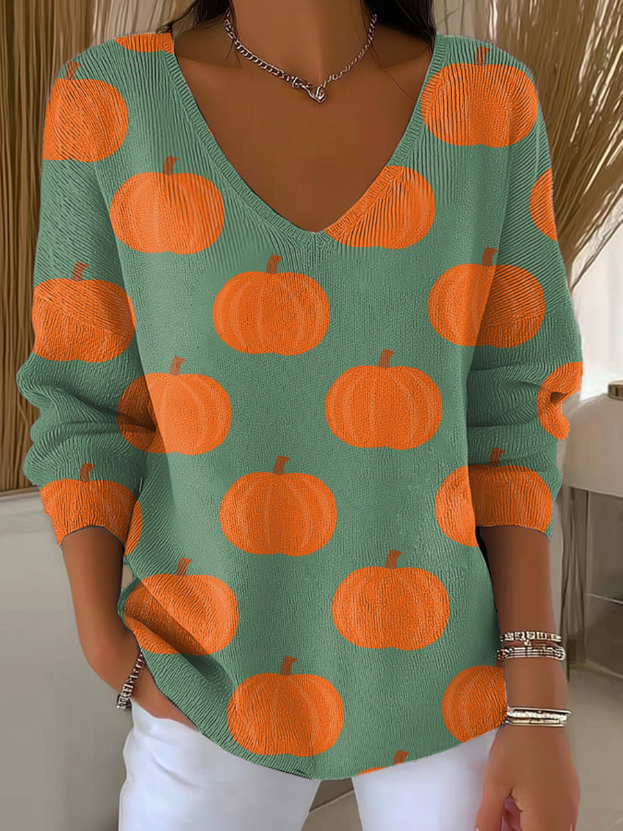 womens-autumn-pumpkin-painting-art-print-casual-pullover-sweater-y5rk