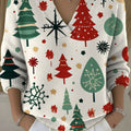 Women's Christmas Trees Pattern Art Print Buttoned Cardigan Sweater