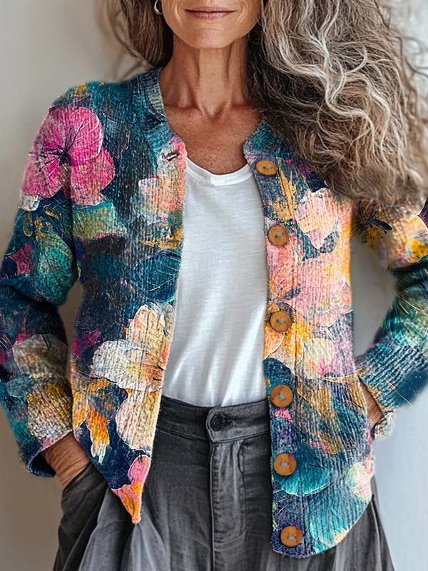 womens-vintage-oil-painting-flowers-print-buttoned-cardigan-sweater
