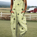 Women's Vintage Dot Art Pattern Print Casual 100% Cotton Jumpsuit