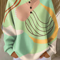 Women's Abstract Multicolor Block Graffiti Painting Art Print Casual Cotton Sweatshirt