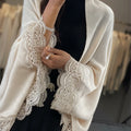 Women's Lace Patchwork Sweater with Shawl