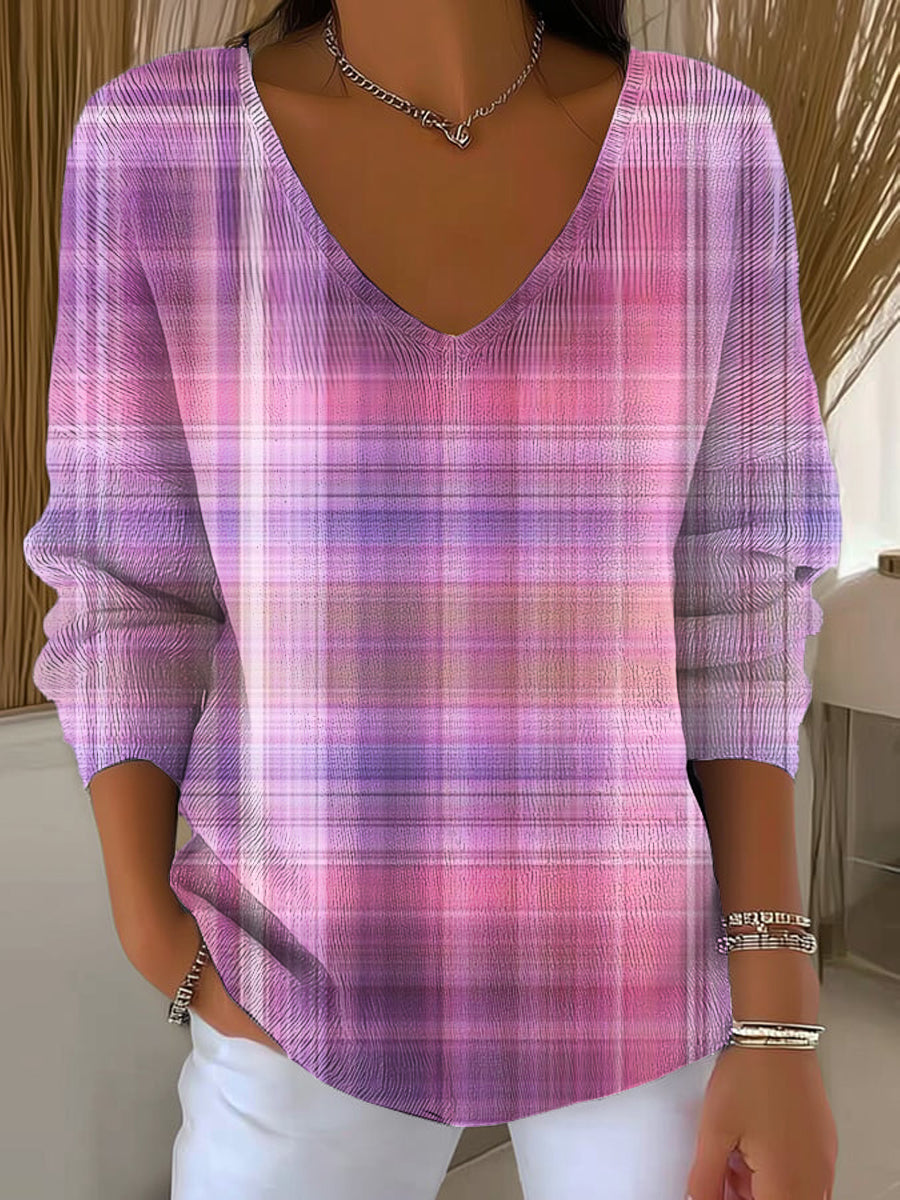 womens-pink-purple-stripe-painting-art-print-casual-pullover-sweater